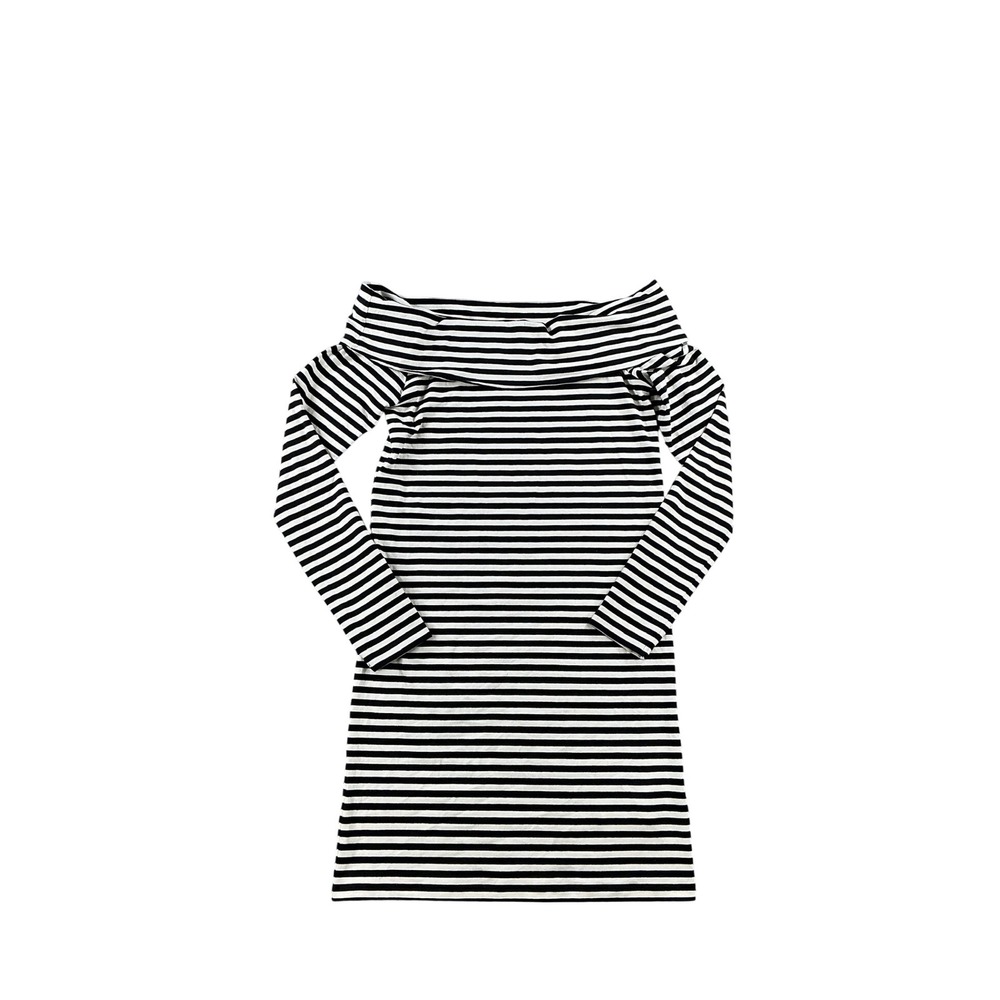 Forever 21 Striped Off The Shoulder Mini Dress Black White Long Sleeve Small